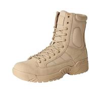 Mens Hiking Boots Lace Up Army Tactical Combat Boots for Work Outdoor Suede Winter Wide Fit High Top Shoes Security Military Anti-Skid Warfare Climbing Travel Land Shoes Beige