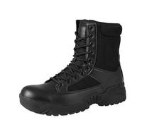 Mens Hiking Boots Lace Up Army Tactical Combat Boots for Work Outdoor Suede Winter Wide Fit High Top Shoes Security Military Anti-Skid Warfare Climbing Travel Land Shoes Black