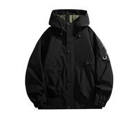 Men'S Hiking Jacket Waterproof Outdoor Jacket Fashionable Rain Jackets Functional Hooded Jackets With Many Pockets Softshell With Hood Multifunctional Trekking Lightweight Windproof Coats Black