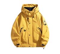 Men'S Hiking Jacket Waterproof Outdoor Jacket Fashionable Rain Jackets Functional Hooded Jackets With Many Pockets Softshell With Hood Multifunctional Trekking Lightweight Windproof Coats Yellow