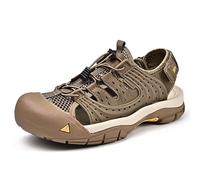 Men's Hiking Leather Sandals Closed Toe Water Shoes For Summer Athletic Outdoor Walking Sports Trail River Fishing