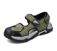 Men's Hiking Leather Sandals Closed Toe Water Shoes For Summer Athletic Outdoor Walking Sports Trail River Fishing
