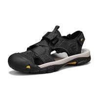 Men's Hiking Leather Sandals Closed Toe Water Shoes For Summer Athletic Outdoor Walking Sports Trail River Fishing