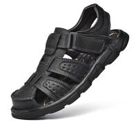 Men's Hiking Leather Sandals Closed Toe Water Shoes For Summer Athletic Outdoor Walking Sports Trail River Fishing