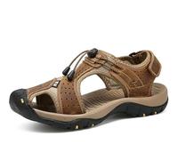 Men's Hiking Leather Sandals Closed Toe Water Shoes For Summer Athletic Outdoor Walking Sports Trail River Fishing