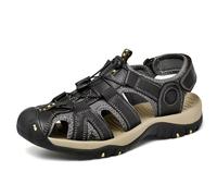 Men's Hiking Leather Sandals Closed Toe Water Shoes For Summer Athletic Outdoor Walking Sports Trail River Fishing