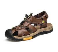 Men's Hiking Leather Sandals Closed Toe Water Shoes For Summer Athletic Outdoor Walking Sports Trail River Fishing