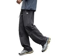 Mens Hiking Pants Cargo Outdoor Water Resistant Quick-Dry Pants Lightweight Drawstring Tactical Fishing Stretch Trousers, Grey, Small