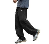 Mens Hiking Pants Cargo Outdoor Water Resistant Quick-Dry Pants Lightweight Drawstring Tactical Fishing Stretch Trousers, Black, Small