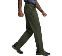 Mens Hiking Pants Lightweight Cargo Work Tactical Nylon Stretch Waterproof Quick Dry Fishing Travel Outdoor 6 Pockets, Army Green, 36W x 34L