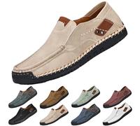 Men's Hiking Shoes Lightweight Leather Shoes Brown Slippers Classic Loafers Non-Slip Work Shoes Leather Casual Shoes Elegant Moccasins Comfort Trekking Shoes Plain Low Shoes, beige, 12 UK