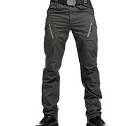 Men's Hiking Tactical Trousers Waterproof Joggers Water Resistant Work Trousers Lightweight Tracksuit Bottoms Baggy Running Trousers Outdoor Sweatpants Multi Pockets Combat Work Pants Green XL