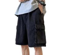 Men's Hip Hop Denim Shorts Baggy Jeans Shorts Vintage Graffiti Print Embroidery Denim Jeans Shorts Street Dance Trousers Teenager Boys Hip Hop Skateboard Trousers Casual Cargo Shorts, O Black, XXL