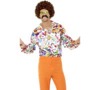Mens Hippie Shirt 60s 70s Retro Disco Shirt Fancy Dress Accessory Adults