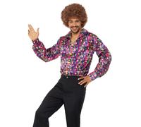 Smiffys 60s Psychedelic CND Shirt, Multi-Coloured , 1960's Groovy Fancy Dress, 1960s Dress Up Costumes