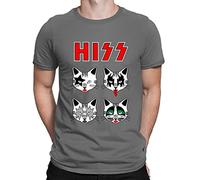 Mens Hiss Kiss Cats Kittens Rock Funny Parody T-Shirt Charcoal Grey (XXL)