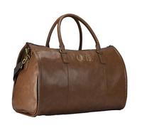 Mens Holdall Weekend Travel Bag Duffle Bag Embroidered with Initials (Tan)