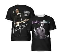 Men's Holly Singer Buddy T-Shirts Short Sleeve Tee Shirts Crewneck Casual Regular Print Cool Summer Fashion Top Tees, S-3XL