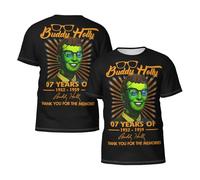 Men's Holly Singer Buddy T-Shirts Short Sleeve Tee Shirts Crewneck Casual Regular Print Cool Summer Fashion Top Tees, S-3XL