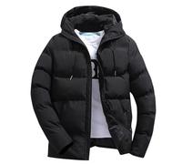Men's Hood Puffer Jackets Winter Long Sleeve Casual Hooded Thicken Warm Down Coat Windproof Waterproof Hooded Puffy Jackets for Any Occasion Black
