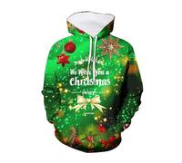 Men's Hooded Cotton Comfy Casual Christmas Wide Neck Hoodie Fashion Christmas Sweatshirt Rainbow Sweatshirts, 23-Green, M