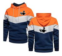 Men's Hooded Fleece Sweat for Bruce Lee Print Casual Hoodie Patchwork Sweatshirt Winter Warm Pullover - Teen Gift- Orange||XL