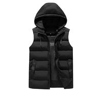 Mens Hooded Gilet Puffer Padded Gilets Thick Warm Windproof Sleeveless Jacket Quilted Compressible Bodywarmer Outerwear Waistcoats with Internal Pocket Autumn and Winter Wear