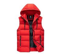 Mens Hooded Gilet Quilted Puffer Padded Gilets Down Vests Thick Windproof Warm Sleeveless Jacket Stand Collar Casual Fashion Outerwear Waistcoats with Zip Pockets for Hiking