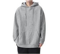 Mens Hooded Hoody Pullover Hoodie Sweatshirt Top Solid Colour Long Sleeve Warm Casual Tee Work Sportswear Classic Comfortable Loose Drawstring Pockets Simple Fashion Jumper Hoodies Autumn Winter