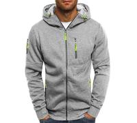 Men's Hooded Pullover Simple Hooded Jacket Regular Fit Hoodie with Multi-Pocket Zip Outdoor Casual Sweatshirt Stretch Sports Jogging Jacket Men Suitable for Any Occasion, gray, XL