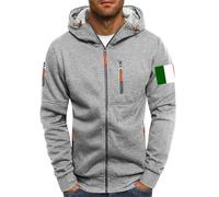 Men's Hooded Pullover Simple Hooded Jacket Regular Fit Hoodie with Multi-Pocket Zip Stretch Sports Jogging Jacket Men Outdoor Casual Sweatshirt Suitable for Any Occasion, gray, 3XL