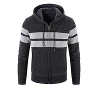 Men's Hooded Pullover with Zip, Fleece Jacket, 3XL Hooded Jacket, Colour Block Fleece Pullover with Kangaroo Pockets, Sweatshirt Jacket with Drawstring, Winter Jumper with Hood, Hoodie Jacket, Loose