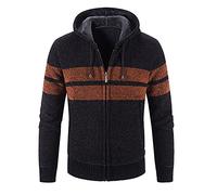 Men's Hooded Pullover with Zip, Fleece Jacket, 3XL Hooded Jacket, Colour Block Fleece Pullover with Kangaroo Pockets, Sweatshirt Jacket with Drawstring, Winter Jumper with Hood, Hoodie Jacket, Loose