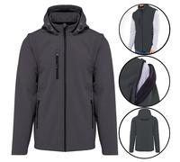 Mens Hooded Soft Shell Fleece Lined Jacket Waterproof Removable Sleeves & Hood