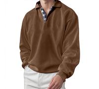 Men's Hooded Sweatshirt- Long Sleeve Polo Shirt Large Size Lapel Collar Casual Solid Colour Comfortable Loose Fit Pullover Chic Everyday Temperament Basic Passe-Partout Top Cheap