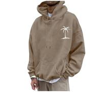 Men's Hooded Sweatshirt, Simple Fashionable Hooded Pullover, Coconut Tree Motif, Oversized Hoodie, Y2k Hip Hop Streetwear, Sweatshirts, Casual Sports Shirt, Suitable for Various Scenarios, coffee, S