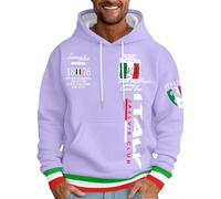 Men's Hooded Sweatshirt with Italian Letter Print Design, Fashionable Hoodie, Comfortable Leisure Pullover for Men, purple, L