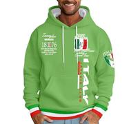 Men's Hooded Sweatshirt with Italian Letter Print Design, Fashionable Hoodie, Comfortable Leisure Pullover for Men, Green, L