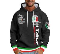 Men's Hooded Sweatshirt with Italian Letter Print Design, Fashionable Hoodie, Comfortable Leisure Pullover for Men, gray, L