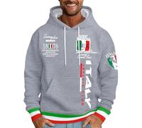 Men's Hooded Sweatshirt with Italian Letter Print Design, Fashionable Hoodie, Comfortable Leisure Pullover for Men, Light grey, L