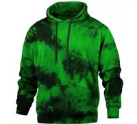 Men's Hooded Sweatshirt with Pocket, Hoodie Men's Oversize Regular Fit Batik Pullover Loose Long Sleeve Shirt Modern Sweat Pullover Autumn Winter Top Cotton Tie Dye Print Hoody, Green, 4XL