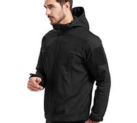 Men's Hooded Tactical Jacket - Water Resistant Soft Shell Repellent Windproof Fall Winter Coat - Black - XXXXXL