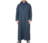 Mens Hooded Thobe Hood Jubba Nehru Stand Collar Islamic Clothing Muslim Kaftan Robe Saudi Slim Regular Fit - Navy Slim S - 52