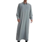 Men's Hooded Thobe - Traditional Arabic Robe with Long Sleeves, Solid Color Islamic Caftan for Daily Wear, Friday Prayer, Eid Celebrations, Mosque Visits and Cultural Events Dubai & Saudi Style