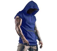 Men's Hooded Vests Sleeveless Gym Hoodie with Pocket Casual Printed Tank Top Spring Summer Athletic Vest Muscle Bodybuilding T-Shirt Plain Color Running Undershirt Athletic Sports Sleeveless T Shirts