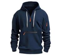 mens hoodie 1/4 Zip Pullover Hoodie Pocket Drawstring Tracksuit Tops Cuff Overhead Slim Fit Casual Gym Skiing Sports Warm Hoody Sweatshirts Black