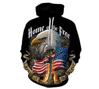 Men's Hoodie American Flags Print Pullover Bald Eagle 3D Print Sweatshirts with Kanga Pocket