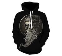 Men's Hoodie Animal Dragon Skull Print Sweatshirt Skull Casual Pullover with Drawstring Pocket