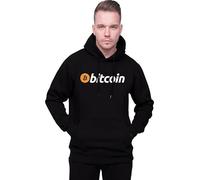 Men's Hoodie Bitcoin Print Sweatshirt Pullover Long Sleeve Sweater Top Adjustable Drawstring Jumper Casual Wear Shirts For Men Black-2XL