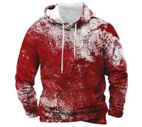 Mens Hoodie Blood Splatter Halloween Printed, Cool Graphic Draw String Pocket Regular Fit Long Sleeve Hooded Sweatshirt Outdoor Casual Fashion Fresh Look (Blood Pattern, XL)